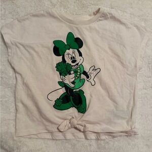 Disney Minnie Mouse Kids Tee - Cream and Green St. Patricks day clovers